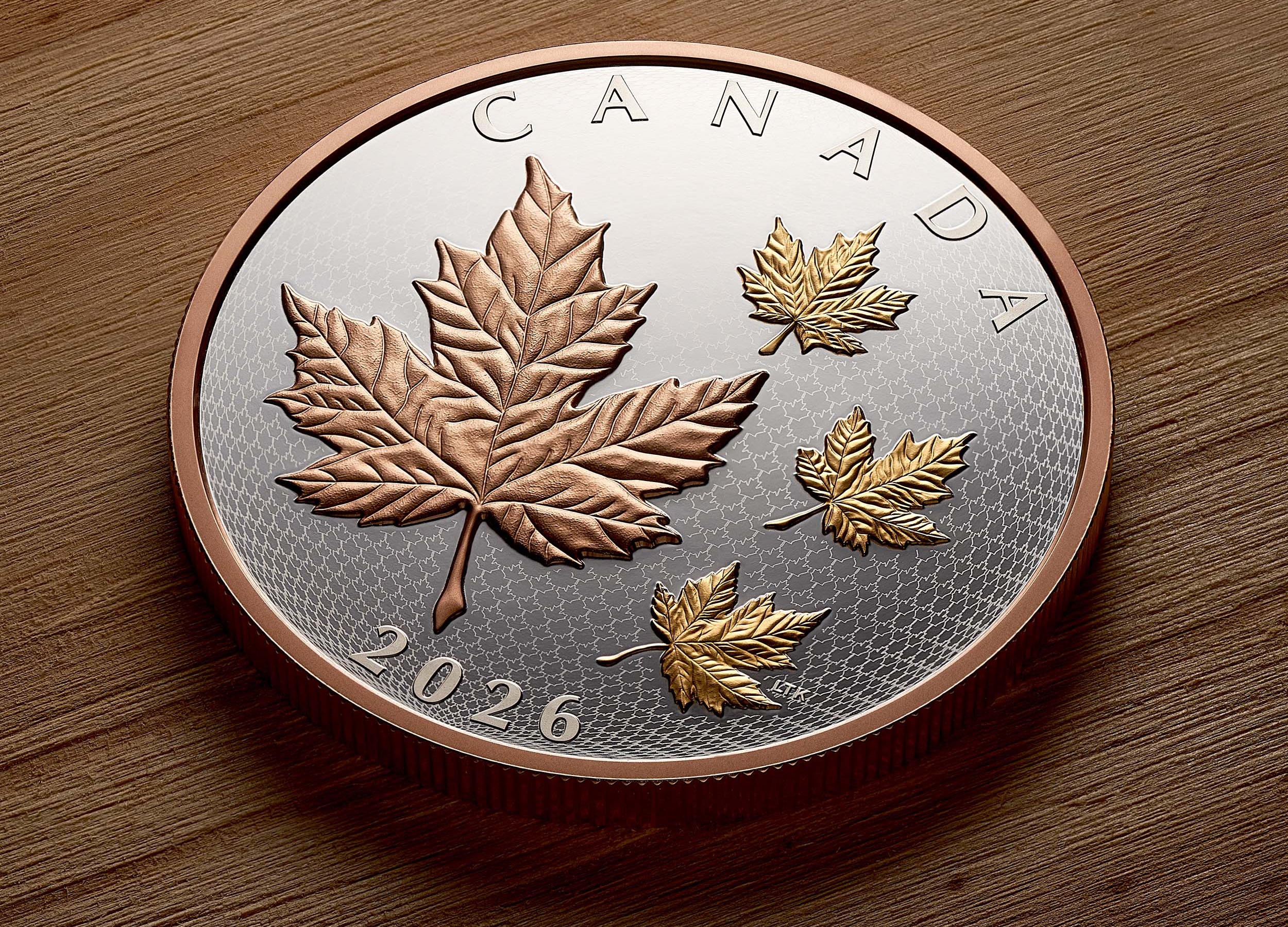 Maple leaves in motion silver coin