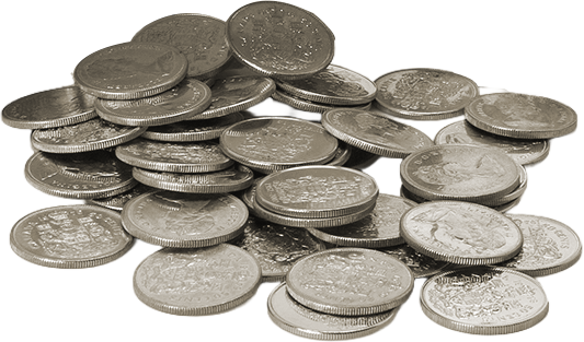 Pile of Canadian 50 cent coins